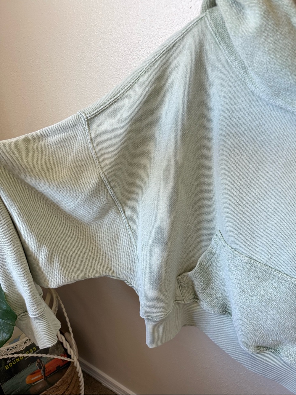 Free People Washed Sage Cropped Hooded Sweatshirt - Picture 4 of 7